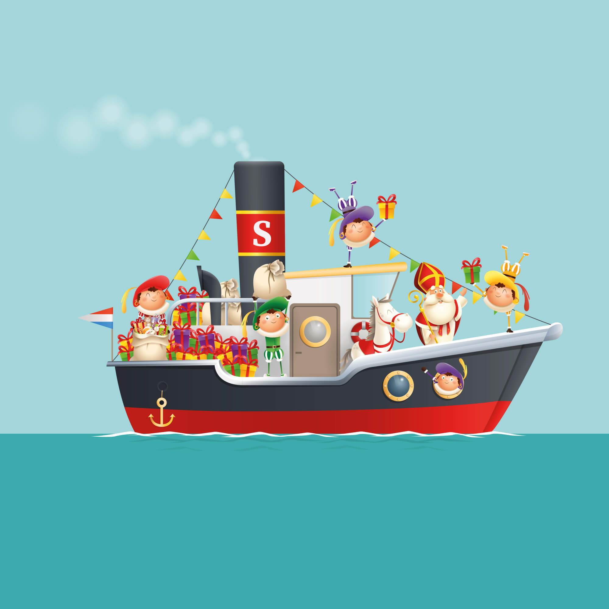 Stoomboot met vele kamers...