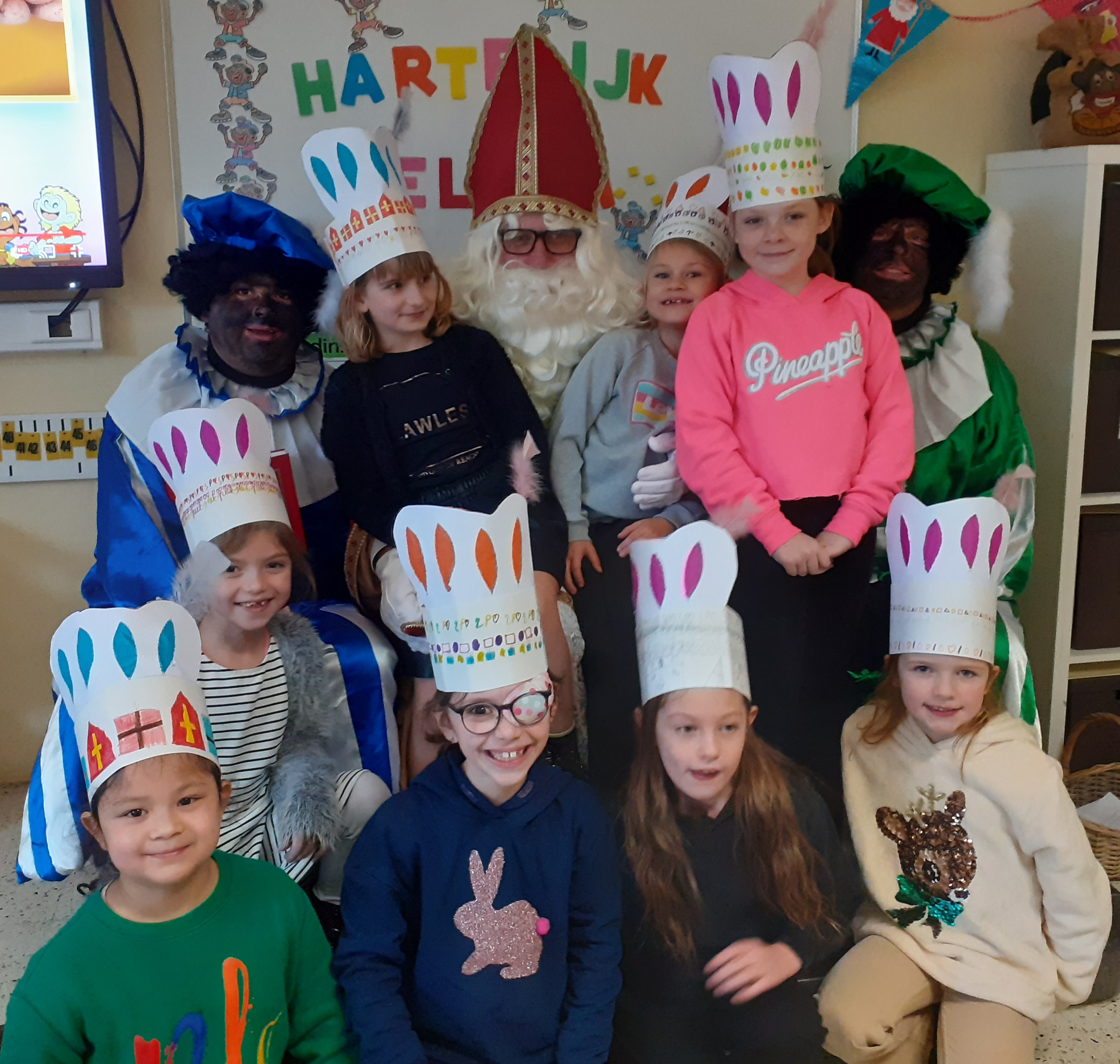 Welkom Sinterklaas, groene Piet en blauwe Piet!
